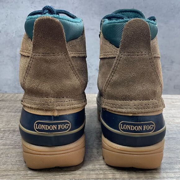 LONDON FOG~Women’s~”Saddleback”~Brown Suede/Navy Rubber Duck Boots~Size 6M - Picture 4 of 9